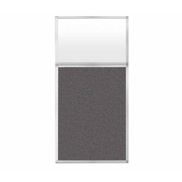 Hush Panel Configurable Cubicle Partition 3' x 6' W/ Window Charcoal Gray Fabric Frosted Window